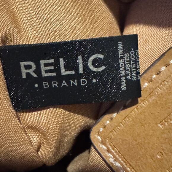 Relic by Fossil Crossbody Purse Brown Pink Blue Floral Canvas Slim Zip Top Boho - Picture 6 of 7